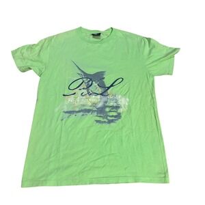 Polo Ralph Lauren Mens Lime Green Sport Fishing Marlin Graphic Tee Size L Vtg
